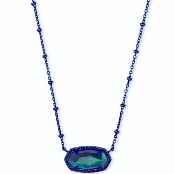 Kendra Scott Jewelry - KENDRA SCOTT Rare Elisa Green Tiger’s Eye Emerald Gunmetal Necklace💚🐯